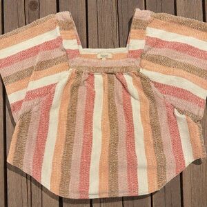 Madewell Texture and Thread Butterfly Top Sherbet Stripe size L